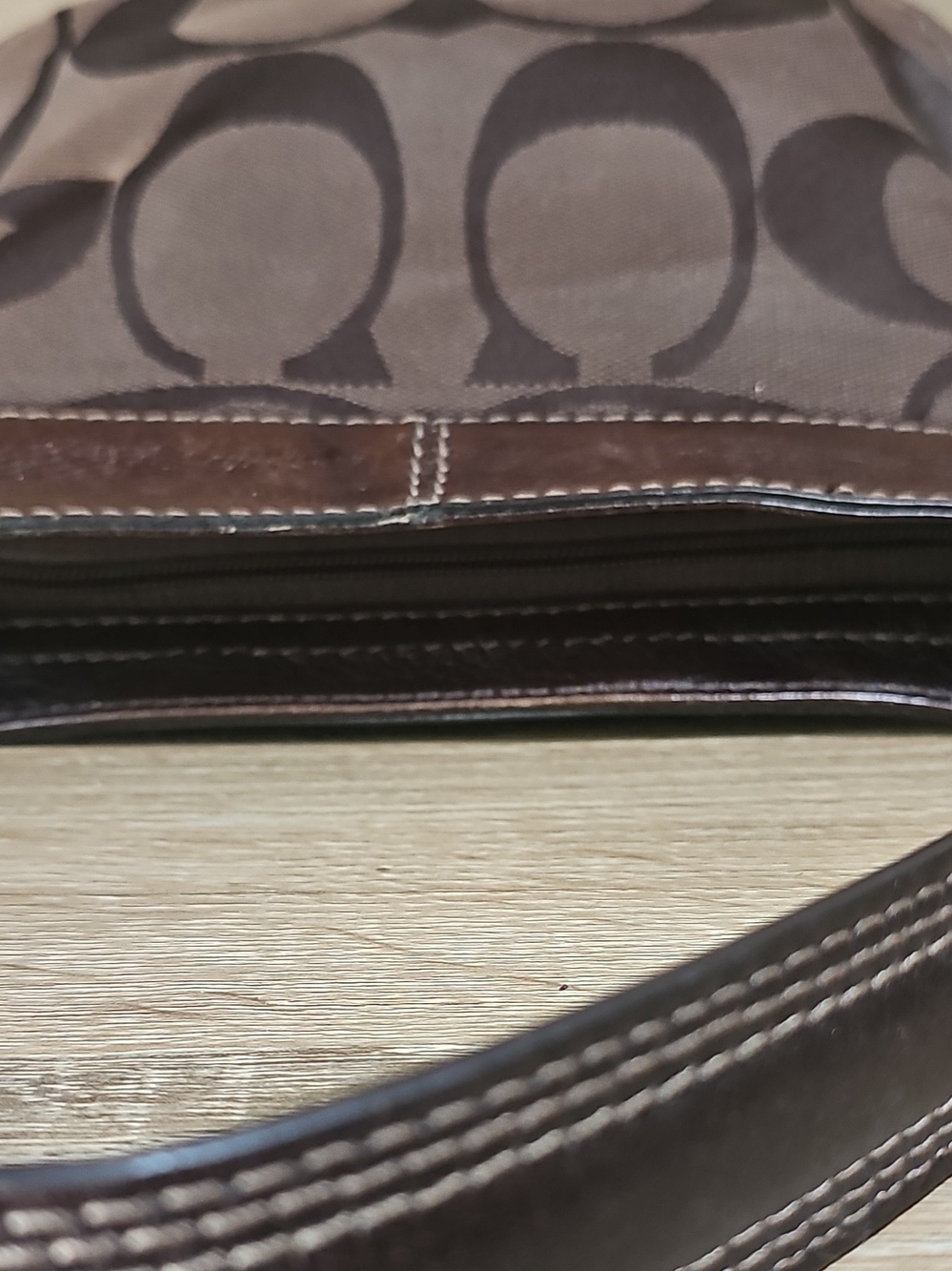 Coach 41856 Y2k Brown Monogram Mini Shoulder Bag with Leather Trim - Picture 4 of 7